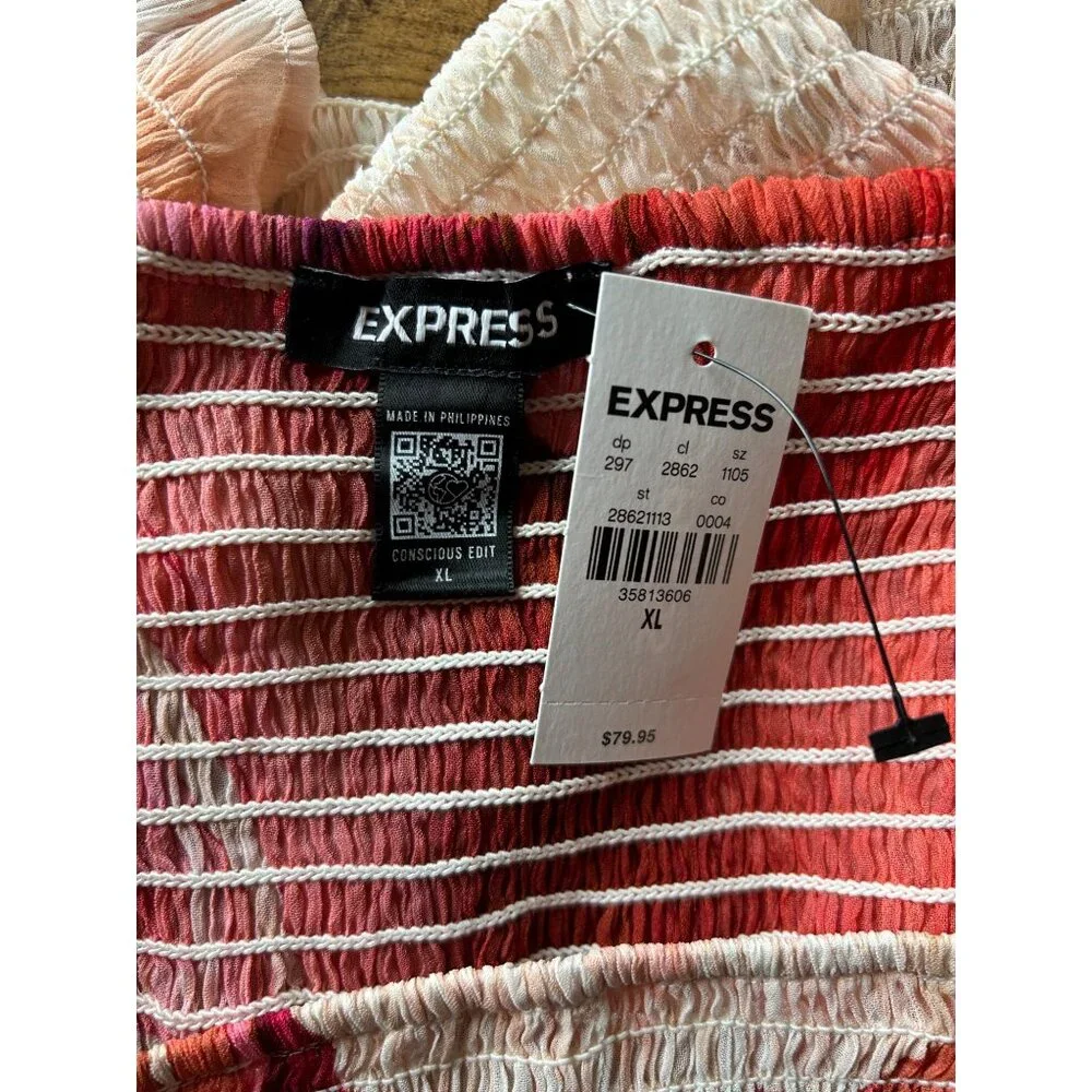 NWT Express Beige, Red and Purple 3/4 Sleeve Top - Picture 5 of 5